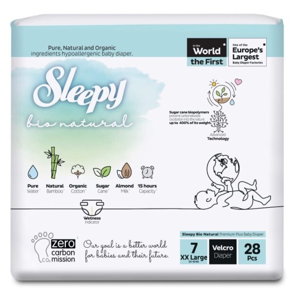 SLEEPY Bio Natural Diaper Double Jumbo XXL++ T7