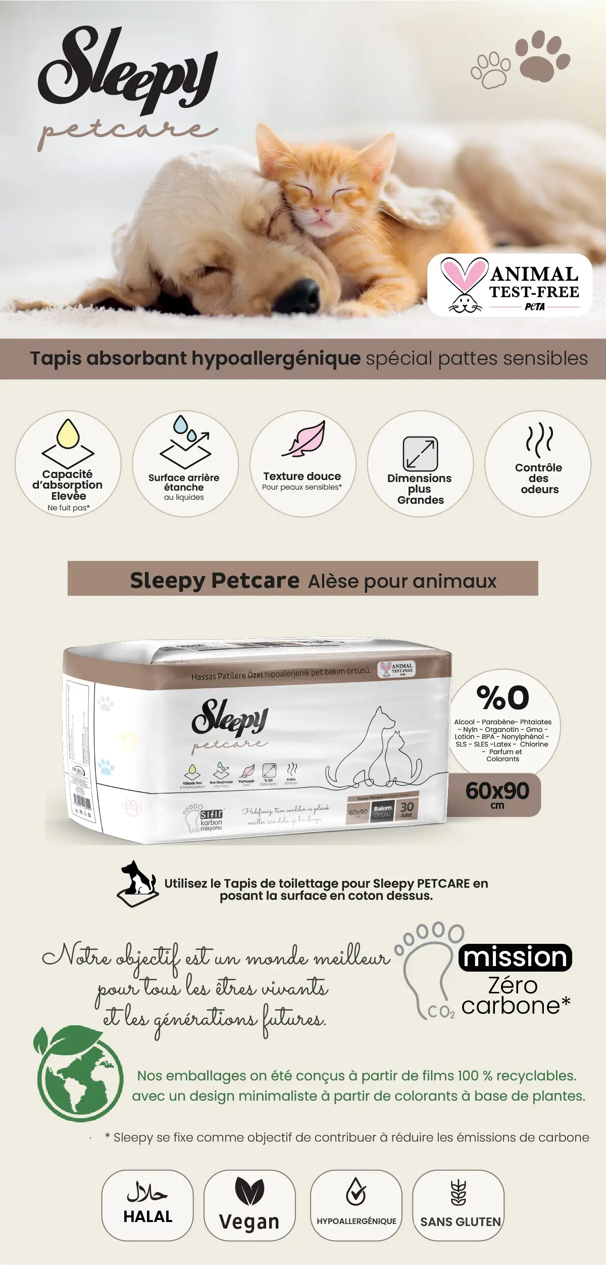 Housse de toilettage pour animaux de compagnie sleepy petcare