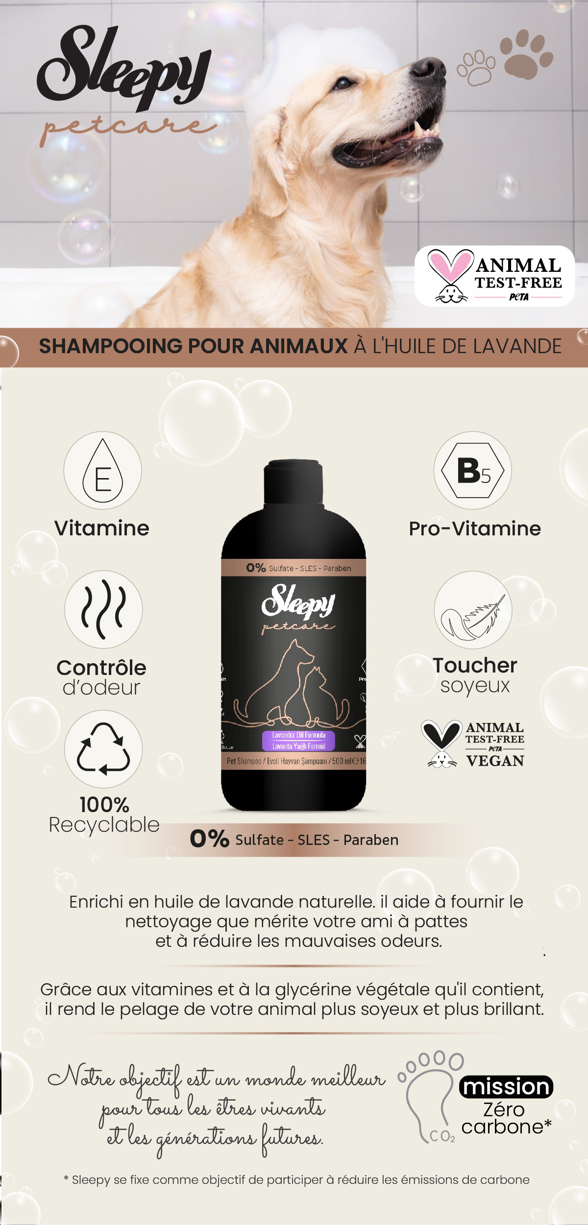 Shampooing pour animaux de compagnie sleepy petcare